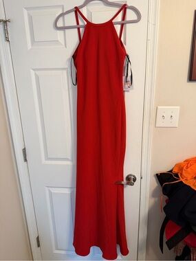 Calvin Klein Red Halter Maxi Dress